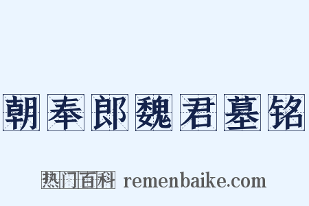 朝奉郎魏君墓铭是什么意思的图片